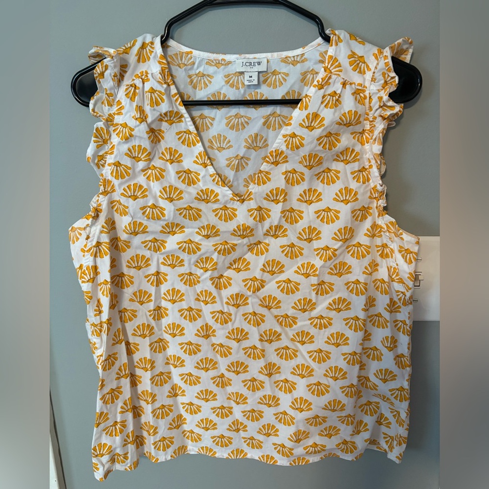 J. Crew Orange and White Shell Print Fabric